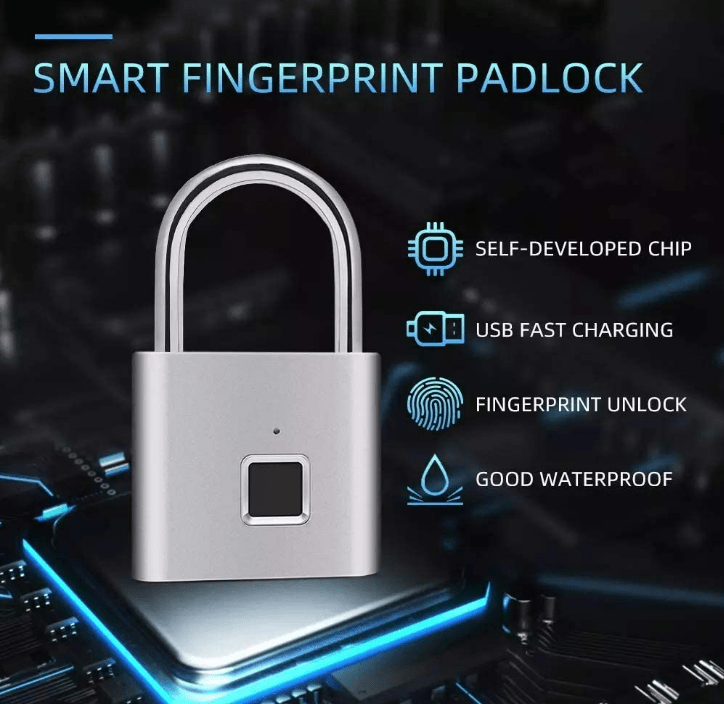 1pc mini smart fingerprint padlock waterproof security door lock antitheft keyless usb rechargeable lock for suitcase luggage backbag details 8