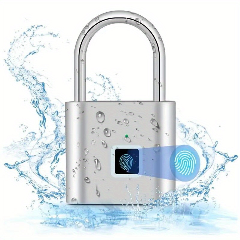 smart fingerprint padlock usb rechargeable door lock biometric thumbprint door padlocks zinc alloy smart life unlock details 0