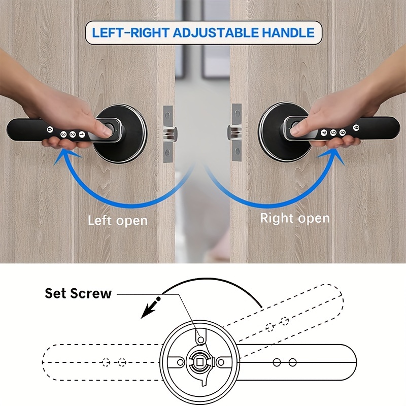 fingerprint door knob smart lock keyless entry door lock great for brdroom garage airbnb h06 details 6