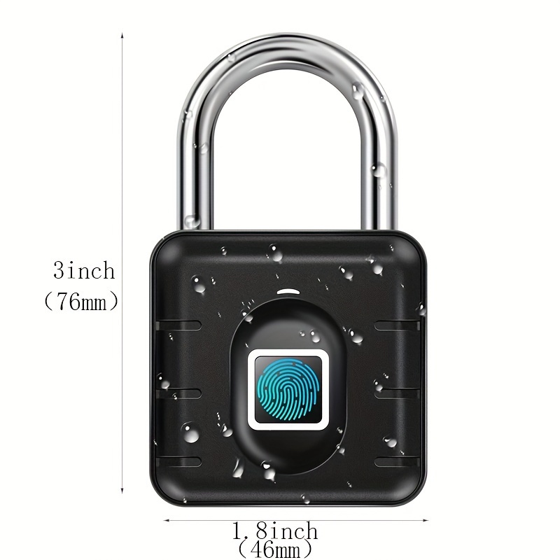 fingerprint smart padlock lock biometric metal keyless thumbprint lock waterproof usb rechargeable for gym locker school locker luggage backpack suitcase p04 details 1