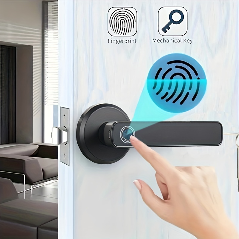 smart fingerprint door lock with keypad keyless entry perfect for indoor home wooden metal door details 0