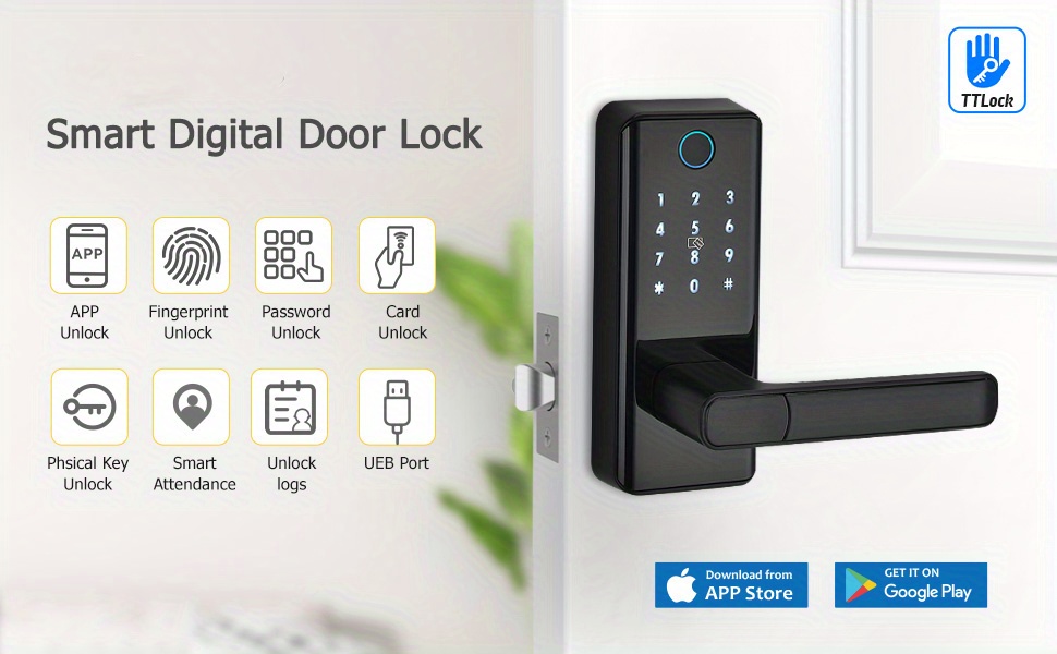 touch screen half panel lock ttlock th04t 5 in 1 keyless entry door locks smart door lock fingerprint door lock keypad door lock details 0