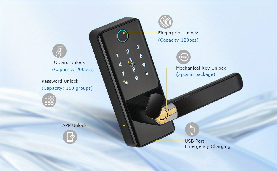 touch screen half panel lock ttlock th04t 5 in 1 keyless entry door locks smart door lock fingerprint door lock keypad door lock details 3