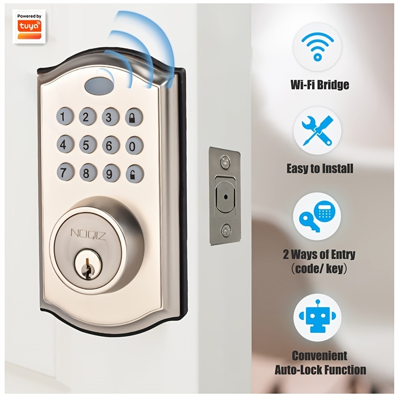 security made easy-smart home security made easy noqiz wifi smart lock with tuya smart life keyless entry remote control details 1