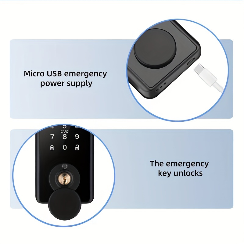 smart deadbolt lock keyless entry door lock 5 in 1 keyless entry with biometric key card tt lock black and silvery details 3