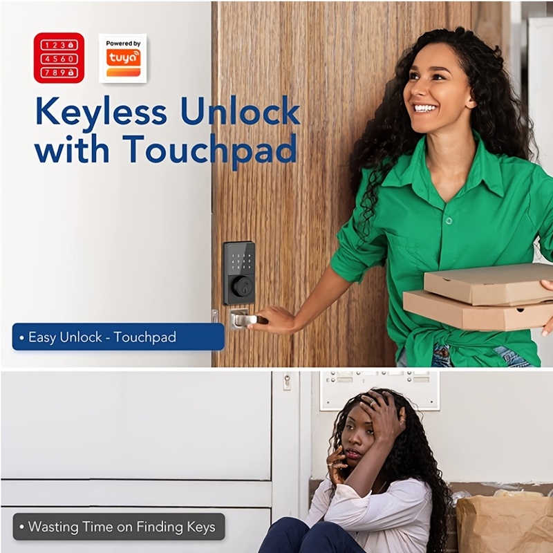 smart life keyless entry tuya smart lock with touchscreen keypads ip54 waterproof grade app unlock 50 user codes secure your home now details 3