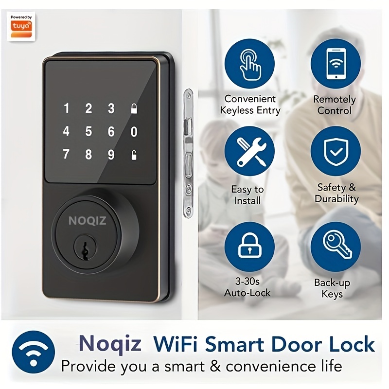 smart life keyless entry tuya smart lock with touchscreen keypads ip54 waterproof grade app unlock 50 user codes secure your home now details 4