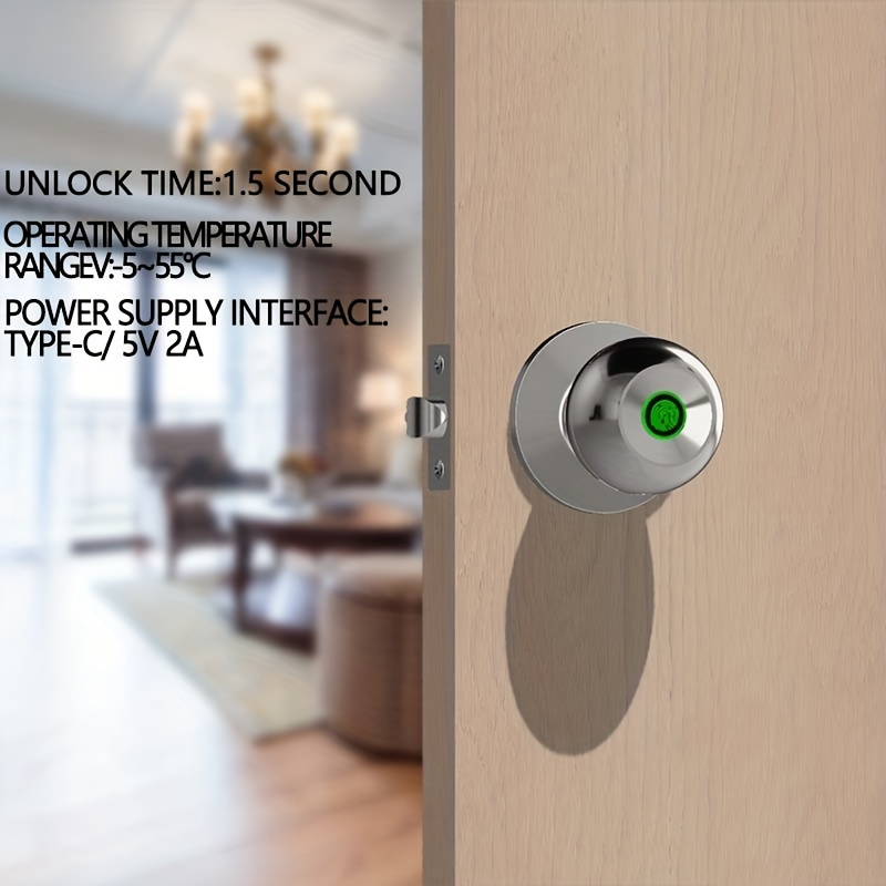 tuya app control-smart door knob fingerprint door lock smart lock biometric door lock fingerprint door knob with tuya app control suitable for bedroom cloakroom apartments offices hotels details 2