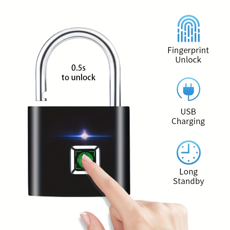 fingerprint lock without key waterproof anti theft smart lock fingerprint padlock zinc alloy intelligent safety electronic doorlock details 0