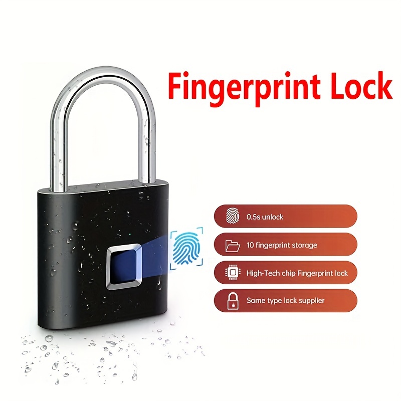 fingerprint lock without key waterproof anti theft smart lock fingerprint padlock zinc alloy intelligent safety electronic doorlock details 2