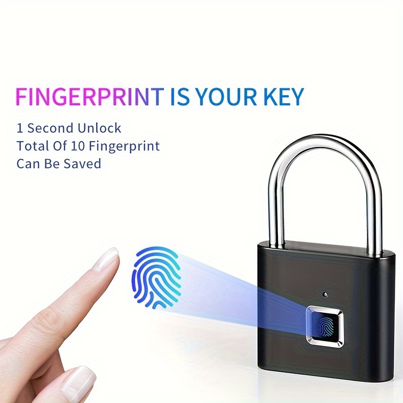 fingerprint lock without key waterproof anti theft smart lock fingerprint padlock zinc alloy intelligent safety electronic doorlock details 4