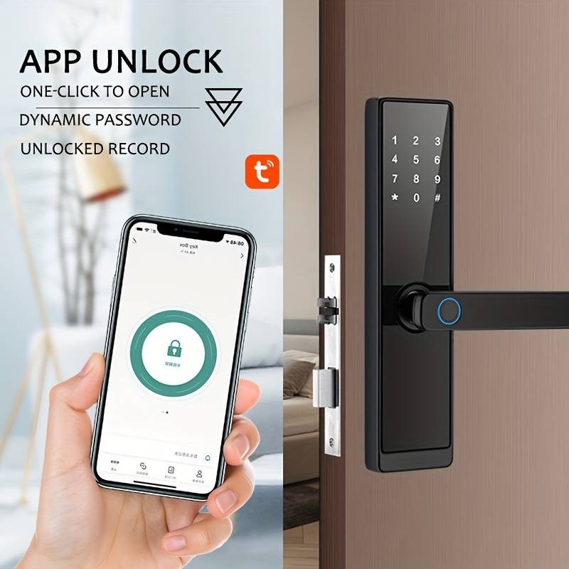 smart fingerprint door lock keyless entry door lock for home hotel office airbnb digital electric door lock details 0