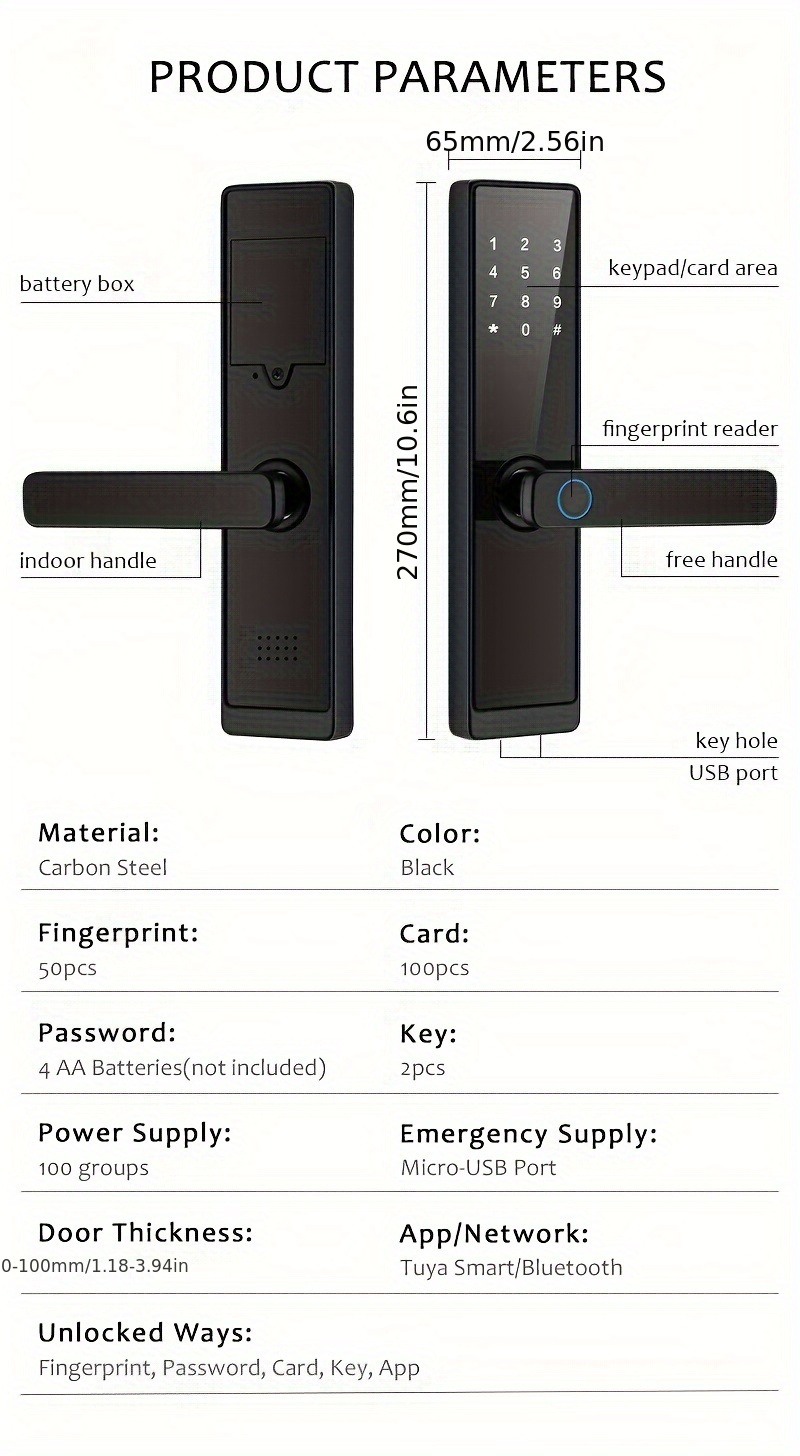 smart fingerprint door lock keyless entry door lock for home hotel office airbnb digital electric door lock details 2