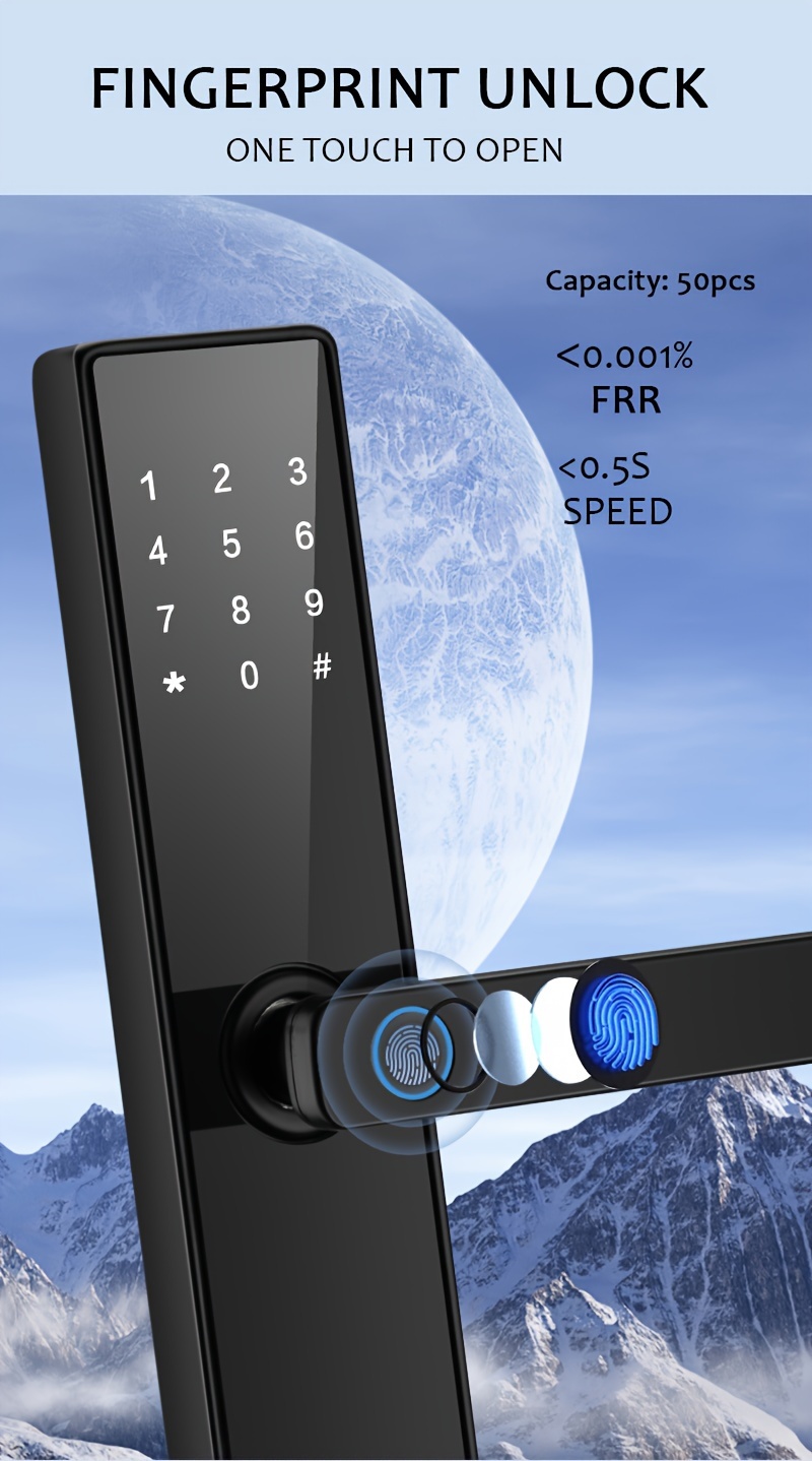 smart fingerprint door lock keyless entry door lock for home hotel office airbnb digital electric door lock details 3