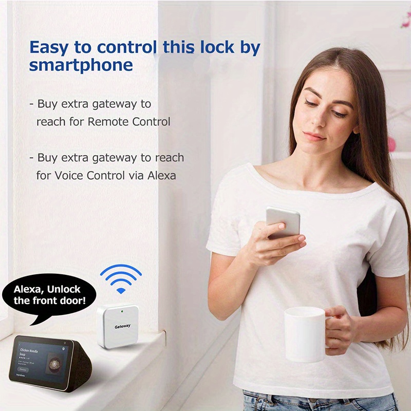 smart lock with fingerprint deadbolt 5 in 1 keyless entry door locks with keypads app remote control ip54 waterproof auto smart lock details 2