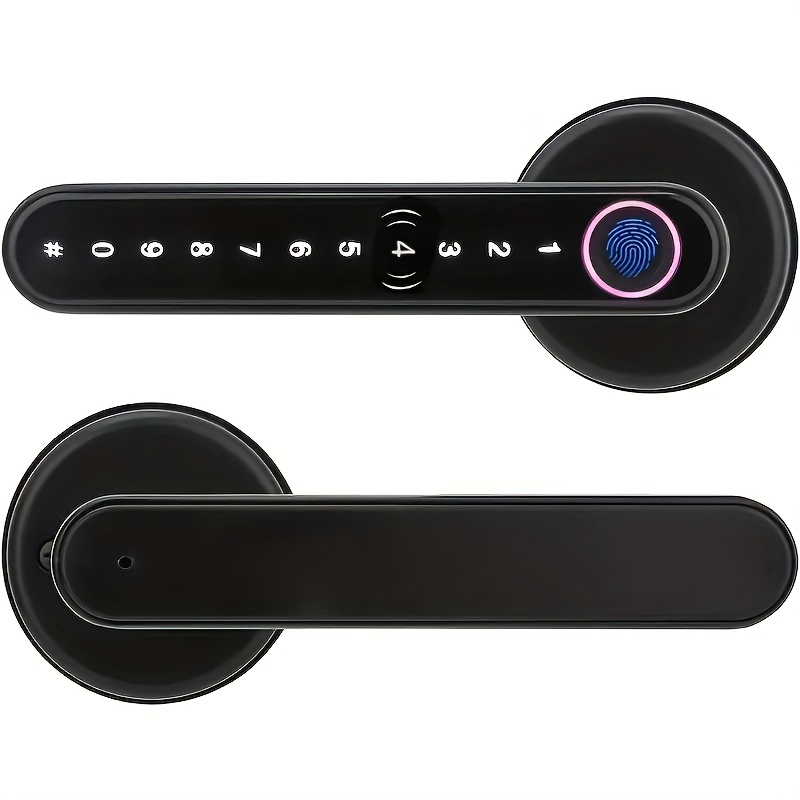 smart door knob fingerprint door lock smart lock biometric door lock fingerprint no app black and silvery great for bedrooms cloakroom apartments offices hotels details 0