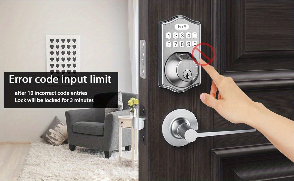 smart keyless entry door lock with electronic keypad deadbolt lever easy installation auto lock feature for front door security details 8