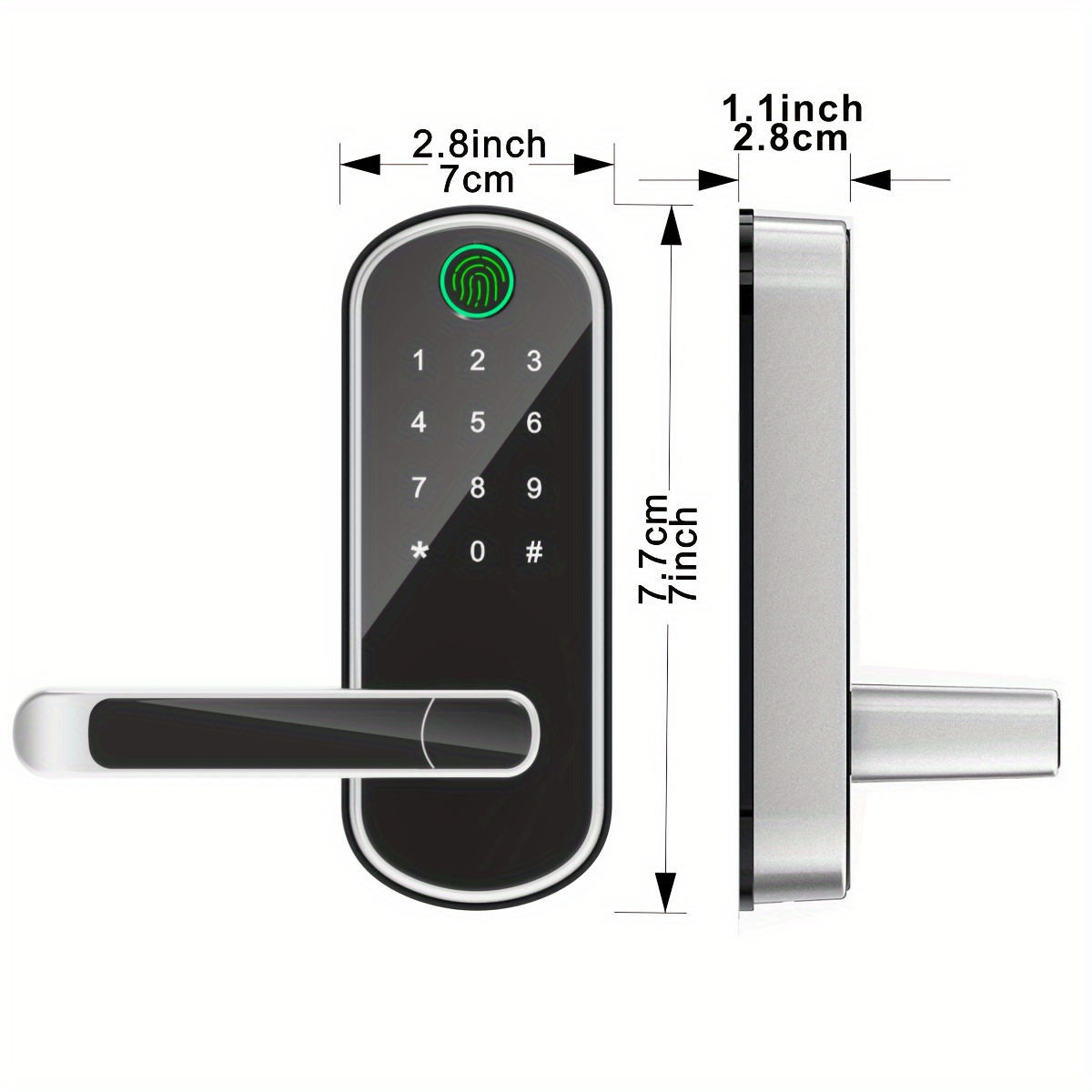 smart 5 in 1 door lock with handle biometric technology storage memory function details 0