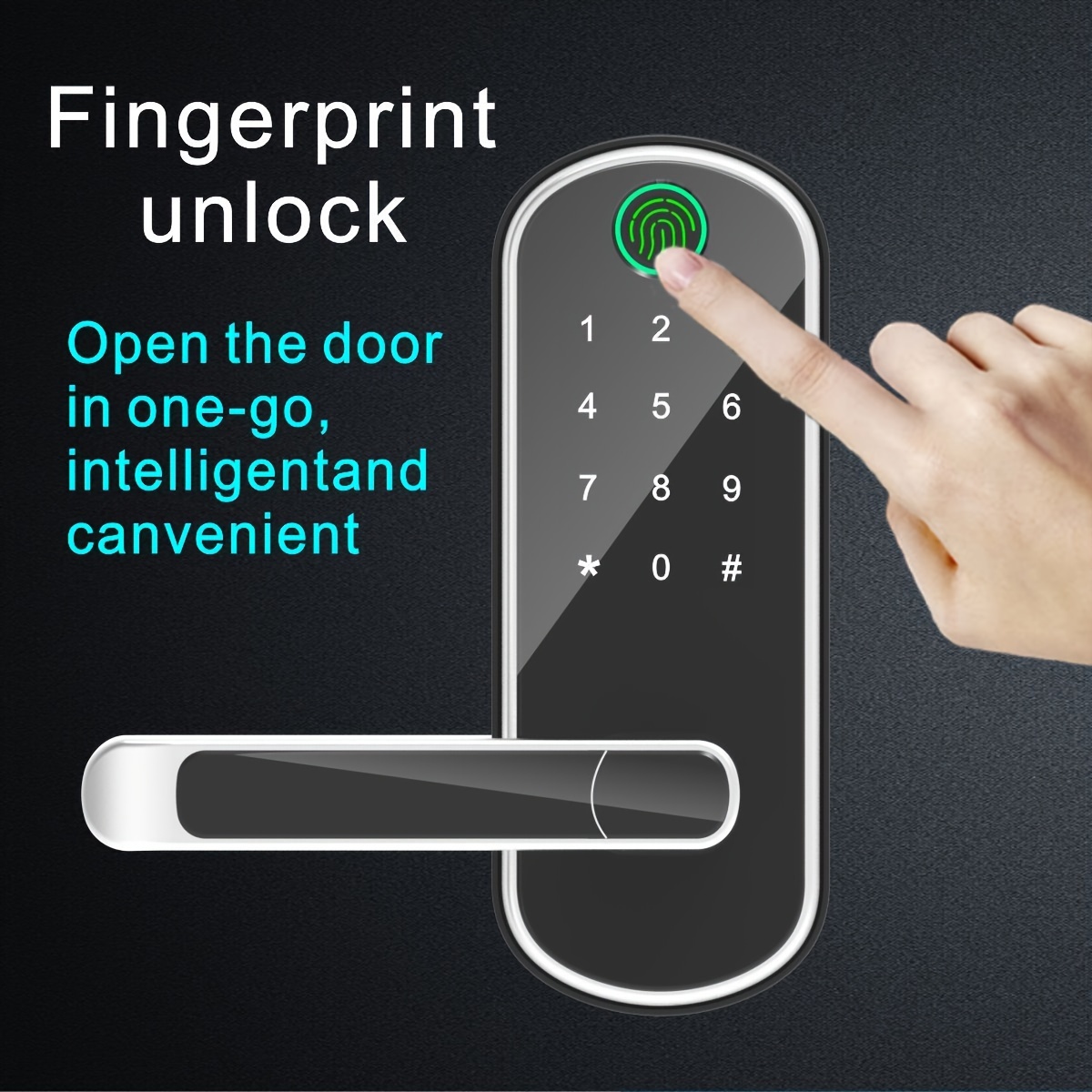 smart 5 in 1 door lock with handle biometric technology storage memory function details 1