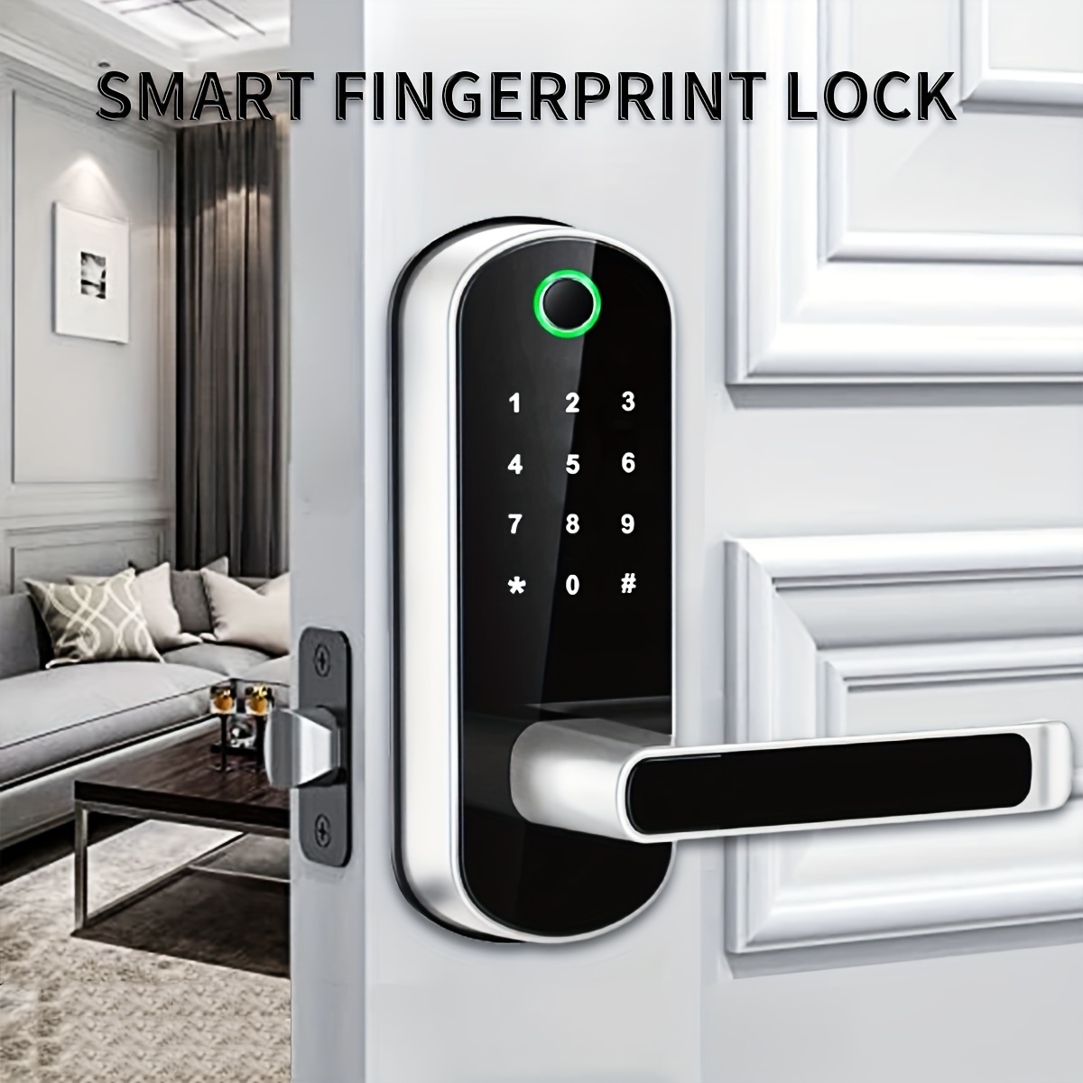 smart 5 in 1 door lock with handle biometric technology storage memory function details 3