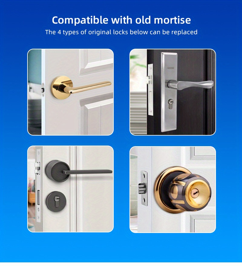 fingerprint smart door lock biometric door lock with handle tuya app control keyless smart door lock details 3