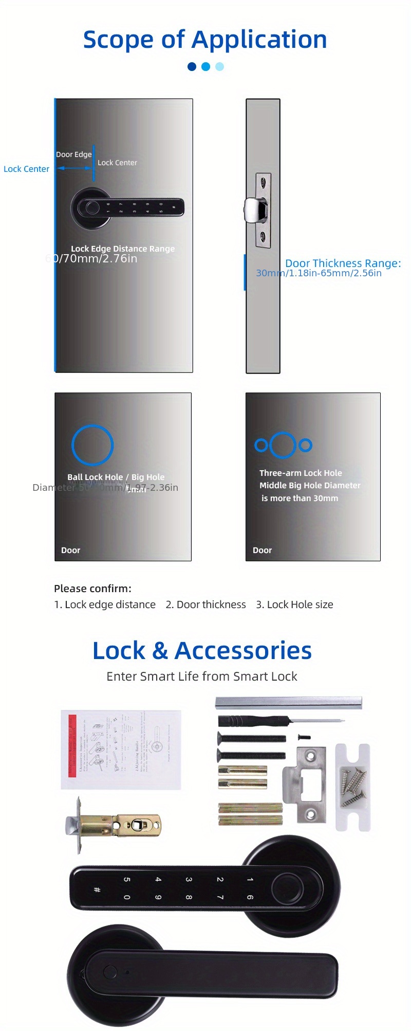 fingerprint smart door lock biometric door lock with handle tuya app control keyless smart door lock details 7