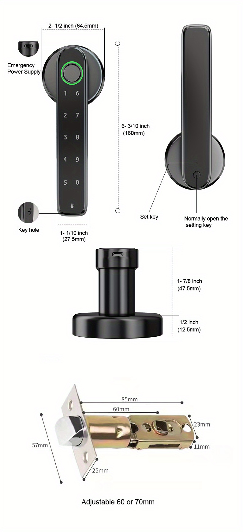 fingerprint smart door lock biometric door lock with handle tuya app control keyless smart door lock details 10