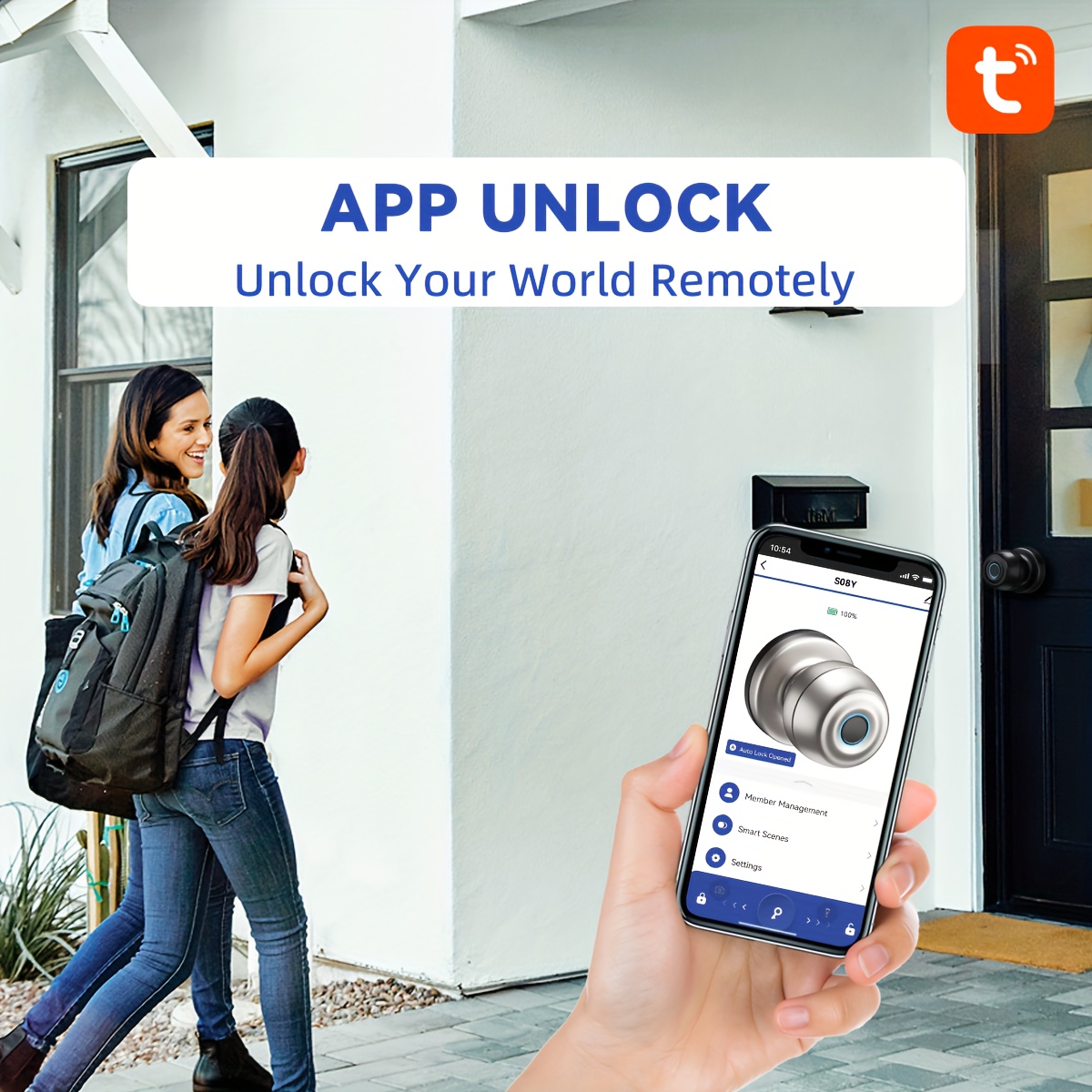 smart door knob fingerprint door lock smart lock biometric door lock fingerprint door knob with app control suitable for bedroom cloakroom apartment office hotel details 3