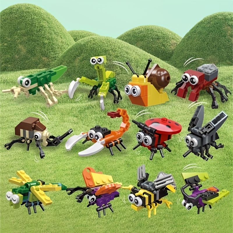 12pcs diy combination assembled small bug creative building blocks early education educational toys for children details 2