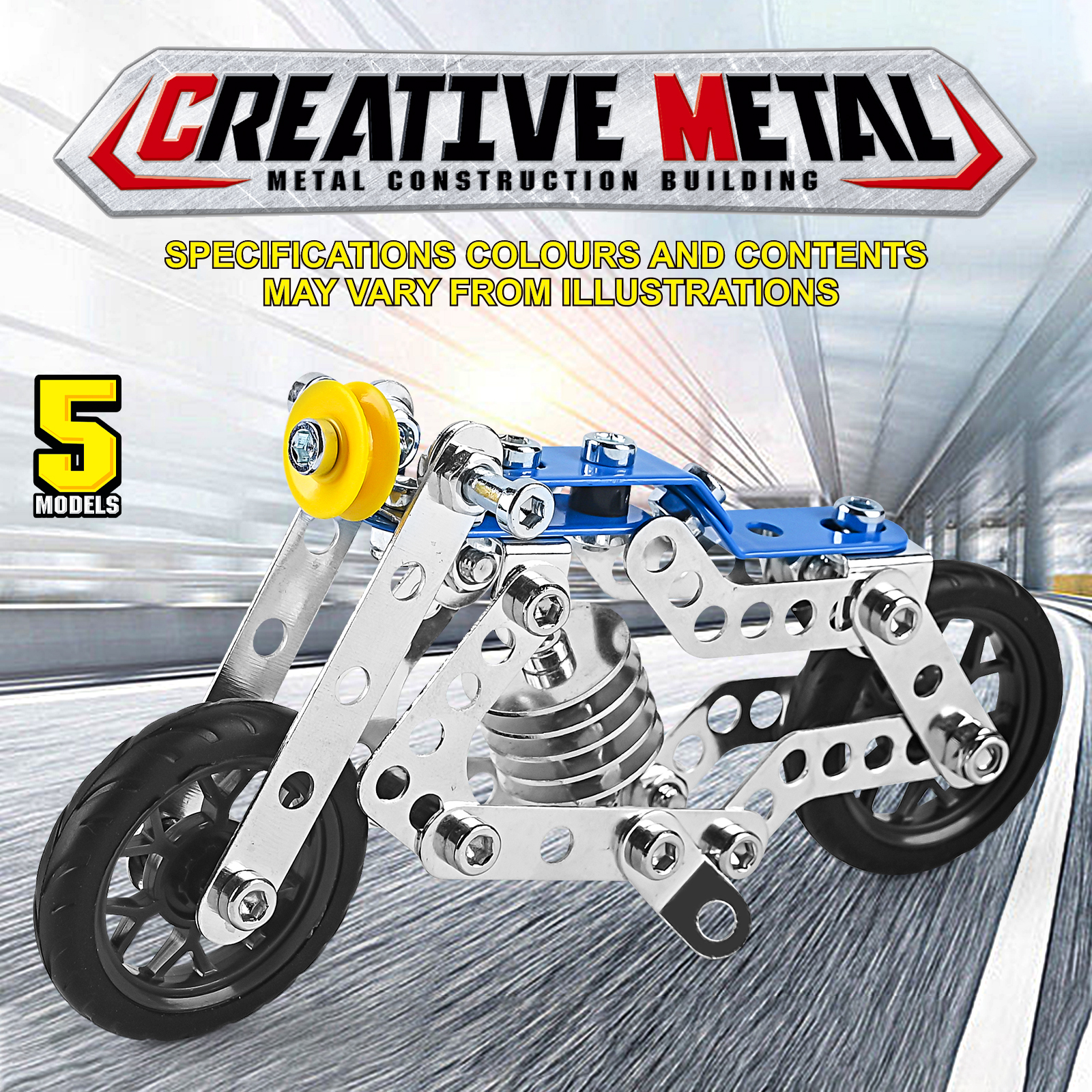 erector set motorcycle stem building toys for kids metal building construction model kit 5 variable multi shape motorbike steam educational toys 139pcs halloween thanksgiving day christmas gift details 0