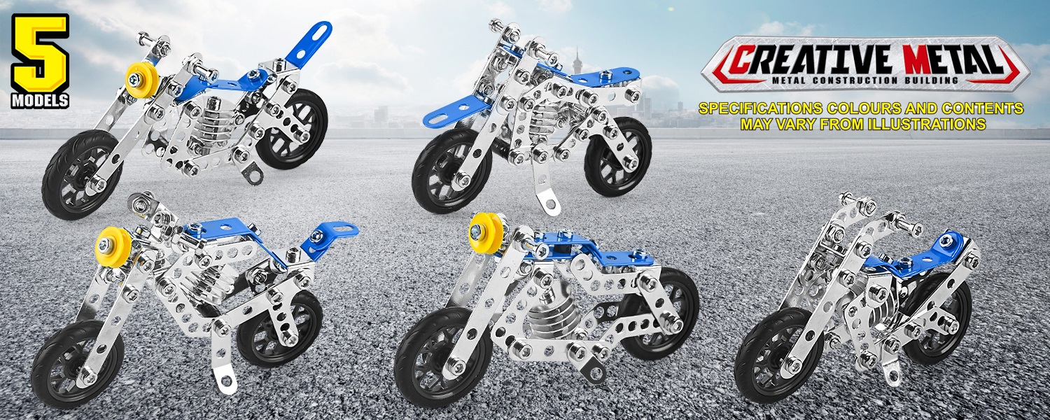 erector set motorcycle stem building toys for kids metal building construction model kit 5 variable multi shape motorbike steam educational toys 139pcs halloween thanksgiving day christmas gift details 6