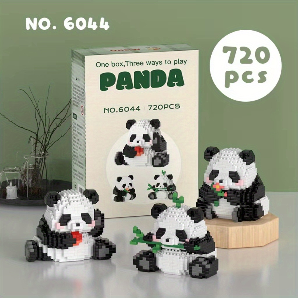 build your own panda world 1 set of micro particle compatible building blocks educational diy toys details 4